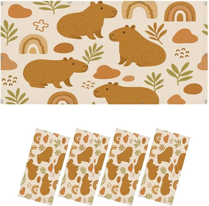 4 Pcs Fluorescent Light Covers for Ceiling Lights Cute Capybara Gifts Rainbows Leaves Abstract Shapes Earth Tones Decorative Magnets Light Filters for Office Home Classroom Must Haves 4’ x 2’