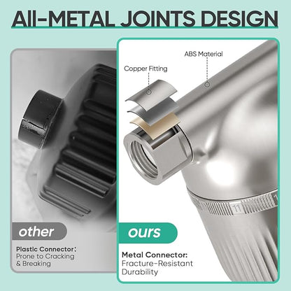 Cobbe Shower Filter | All-METAL Joint | 99% REMOVAL Shower Head Filter for Hard Water, Heavy Metals, Chlorine and Harmful Substance, Improve your skin and hair - Brushed Nickel