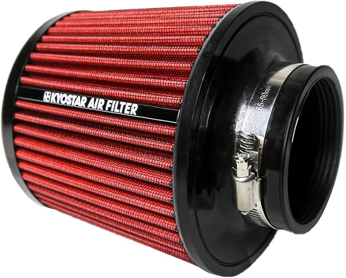 Universal 3" 76mm High-Flow Air Filter, Reusable Cone Cold Air Intake, High Performance, Washable, Clamp-On Car High Flow Dry Air Kit, Flange Diameter: 3 Inch, Filter Height: 6.4 Inch, Green