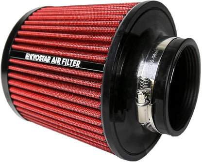 Universal 3" 76mm High-Flow Air Filter, Reusable Cone Cold Air Intake, High Performance, Washable, Clamp-On Car High Flow Dry Air Kit, Flange Diameter: 3 Inch, Filter Height: 6.4 Inch, Green
