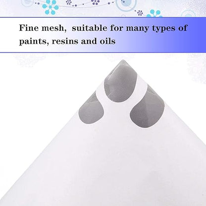 JANYUN 150 Pcs Paint Strainers With Cone Silicone Funnel Filter, Nylon Mesh Resin Filter, Paper Cone Disposable for Automotive Spray, Art Painting