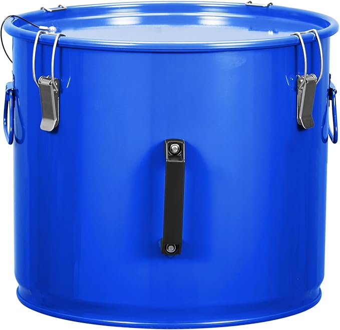 Garvee Fryer Grease Bucket, 10 Gal Oil Disposal Caddy, Carbon Steel with Rust-Proof Coating, Oil Transport Container with Lid, Lock Clips, Filter Bag for Hot Cooking Oil Filtering