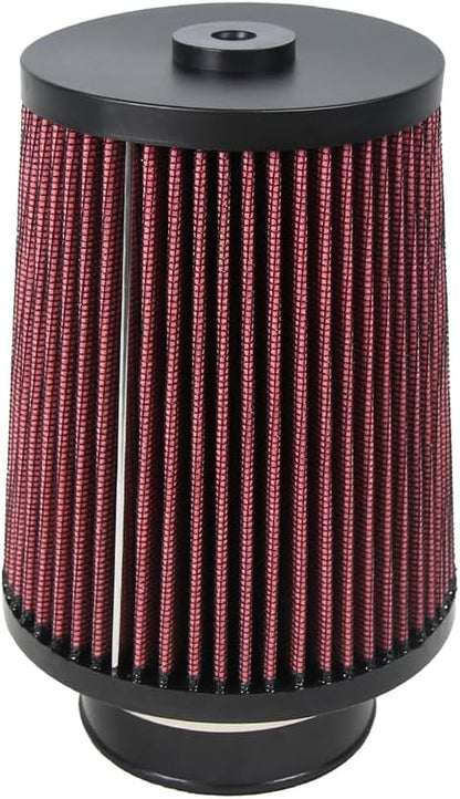 2.75 Inch 70 mm High-Flow Air Filter, Reusable Cone Cold Air Intake, High Performance, Washable, Clamp-On Car High Flow Air Kit, Flange Diameter: 2.75 Inch, Filter Height: 7.3 Inch, Red