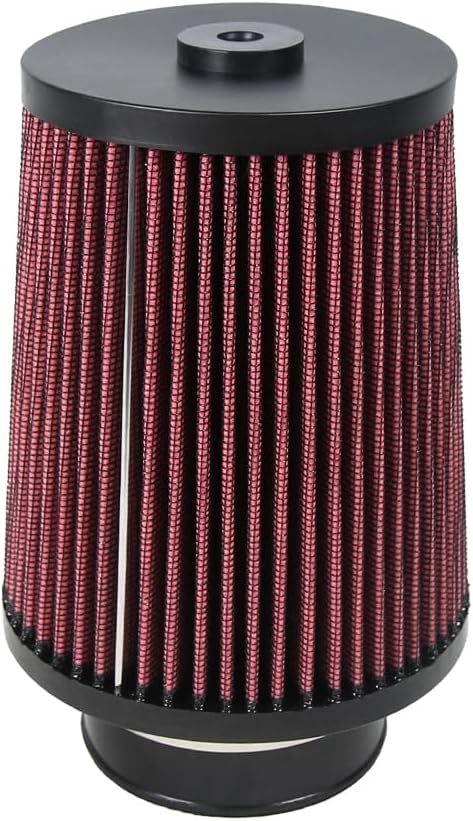2.75 Inch 70 mm High-Flow Air Filter, Reusable Cone Cold Air Intake, High Performance, Washable, Clamp-On Car High Flow Air Kit, Flange Diameter: 2.75 Inch, Filter Height: 7.3 Inch, Red