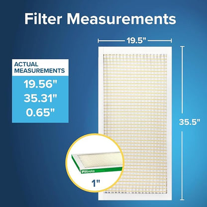 Filtrete 19.5x35.5x1 AC Furnace Air Filter, MERV 8, MPR 700, Tough on Pollen, Easy on Airflow, 3-Month Pleated 1-Inch Electrostatic Air Cleaning Filter, 4-Pack (Actual Size 19.56 x 35.31 x 0.65 in)