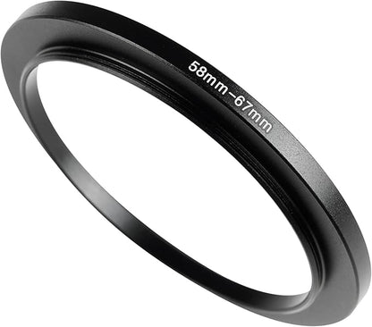 58-67mm Metal Step-Up/Down Ring Adapter Compatible with Mirrorless Cameras DSLR Lens, UV CPL ND Filter Thread Converter, Black