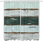 Blue Teal Living Room Curtains 84 Inch Length, Window Curtains Tab Top, Vintage Wooden Retro Art Farmhouse Barns Light Filtering Window Treatments Drapes 52"x84" 2 Panel