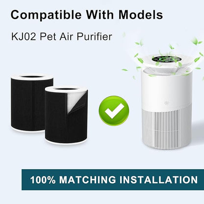 KJ02 Air Purifier Replacement Filter Compatible with Dhyala KJ02 Air Purifier, 8.7"L × 8.7"W × 10.7"H, Removes Pollen, Dust, Smoke, 1 Pack