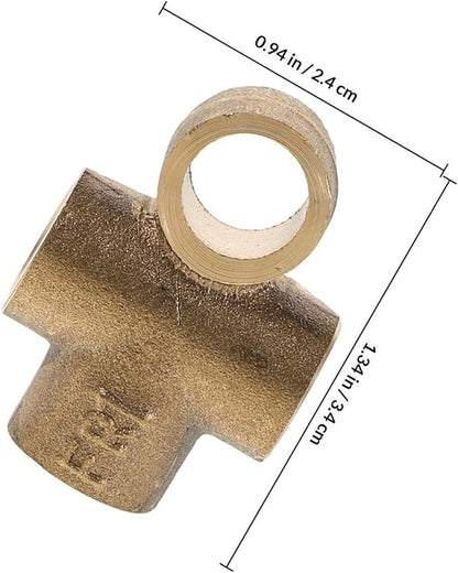 Veemoon Brass Tee Fitting M10x1 Thread Adapter Fuel Pipe Connector for Nylon Tube Fuel Line Repairs and Radiator Hose Barb Connection Suitable for Industrial and Marine Use