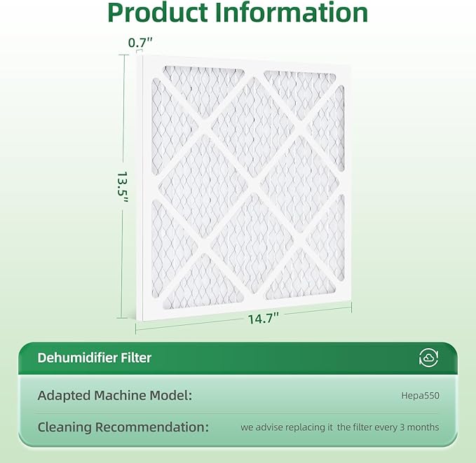 MERV-10 Air Filter Replacement Compatible with AlorAir CleanShield HEPA 550,Abestorm HEPA 550 Air Scrubber, 14.8" x 13.7" x 0.8" First-Stage Filtration, 5-Pack
