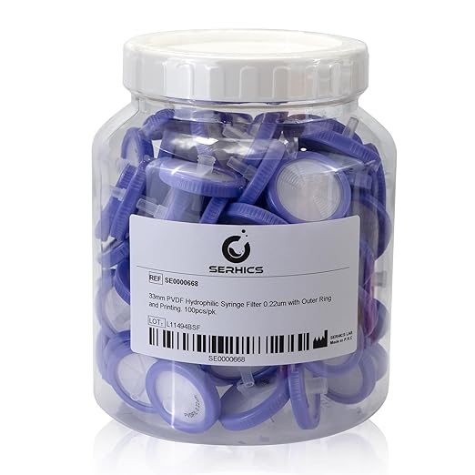 Syringe Filters Hydrophilic PVDF 33 mm 0.22 um,100pcs