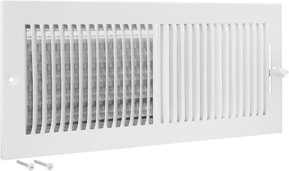 EZ-FLO 16 x 6 Inch (Duct Opening) Air Vent Cover for Wall or Ceiling, Two-Way Ventilation Register, Solid Steel HVAC Register Cover, White, 61663