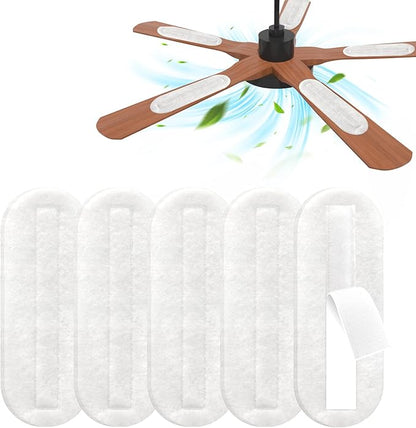 2026 Upgrade 5pcs Ceiling Fan Filters for Blades Easy-Stick Strong Fixity Activated Coconut Carbon Fan Filter for Ceiling Fan, Universal Fan Blade Air Fresh Purifier Cat Litter Box Filter, White