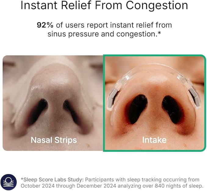 Intake Breathing Magnetic Nasal Strips Starter Kit (15 Count, Clear) - Boost Oxygen Intake, Reduce Snoring, Improve Sleep Quality - Sweat Resistant, Nasal Strips - Extra Strength Snoring Solution