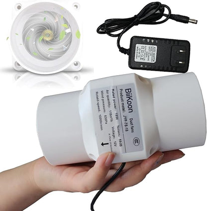 3 Inch/75mm Inline Duct Fan 12V 18W Variable Vent Blower Plastic Air Extractor Booster for Carbon Filter Grow Tent Basement Shutter Attic (Color : NO Adjustable Speed, Size : 18w)