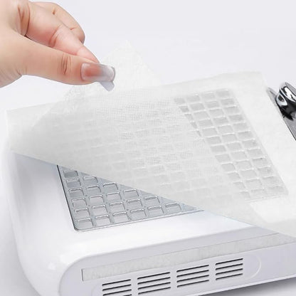 400 Sheets Professional Nail Dust Collector Filter Paper Sheets, White, PP Material, 7.48x9.45 Inch, for Salon, Spa, Home Use