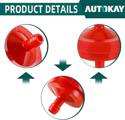 AUTOKAY Lawn Mower 1/4" Inline Gas Fuel Filter Compatible with 298090 298090S Toro 42-5240 56-6360 John Deere AM107314 LG298090 LG298090S PT4265 Pack of 10