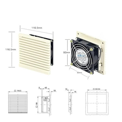 3321-230 Industrial Electrical Cabinet Fan Filter 92 mm Ventilation Set Shutter Cover Cooling Radiator Serve Air System 230V