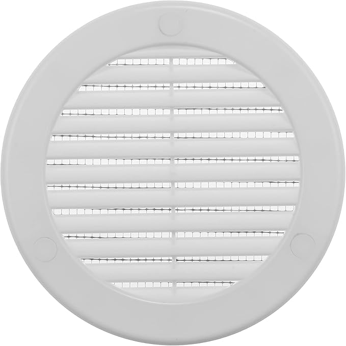 Vent Systems 4" Inch (Opening Dimensions) - Pack of 100 - White Soffit Vent Cover - Plastic Round Air Vent Grille - Built-in Mesh Screen - HVAC Register Louver for Bathroom, Home, Kitchen