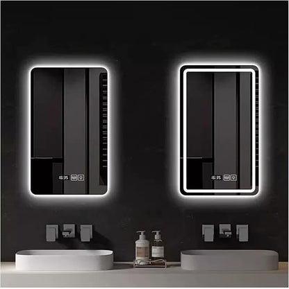 Bathroom Mirror with LED Lights, Backlit Illuminated Bathroom Mirror Wall Mounted Multifunction Vanity Mirror with 3 LED Light Color Dimmable and Demister Pad,(B,H75*W100CM/H29.5*W39.3IN)