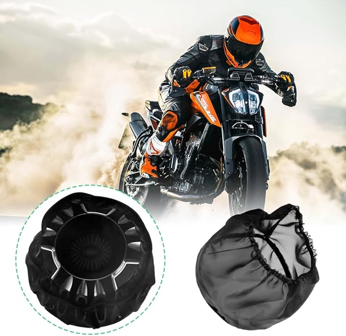 Joyzan Air Filter Protective Cover, Waterproof Universal Cold Intake Cleaner Socker Motorcycle Rain Sock Dustproof Protection Wrap Net Accessories Kit Uniform Micron High Flow Performance Black