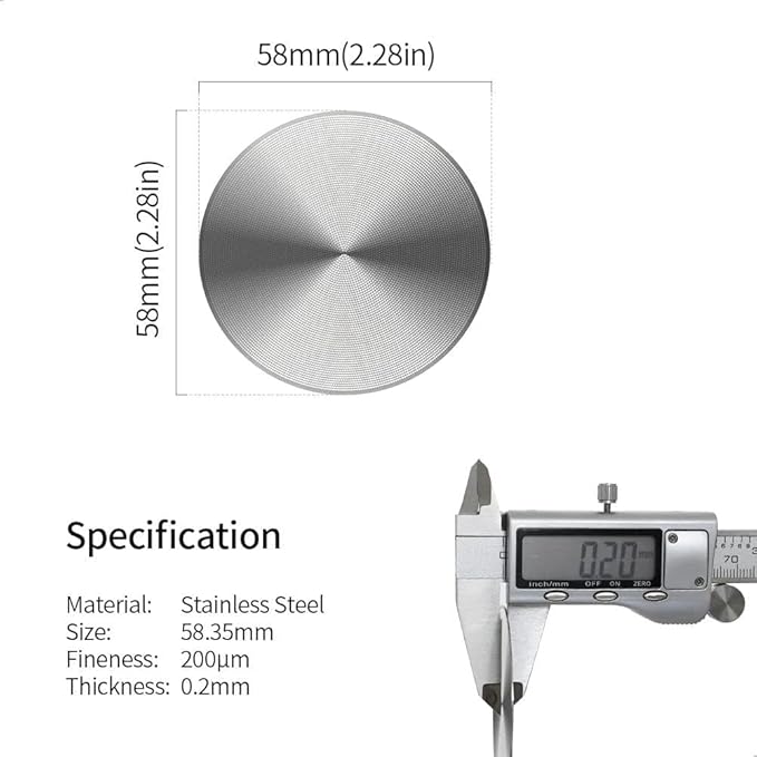 watchget 58mm Espresso Puck Screen - 0.2mm Ultra Thin Espresso Filter - Lower Shower Screen - Metal Reusable Coffee Filter for Portafilter Basket 58mm - Puck Screen