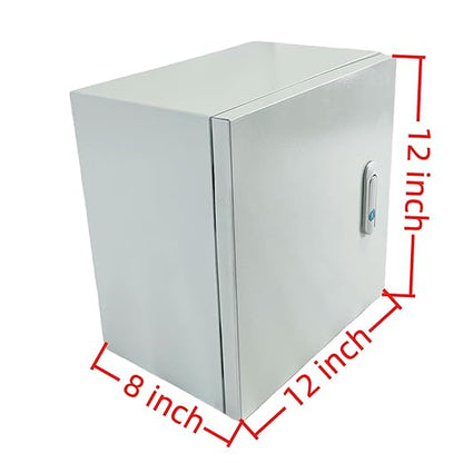 Electrical Enclosure Box 12" x 12" x 8" Carbon Steel Electrical Junction Boxes Wall Mount Waterproof Dustproof Metal Box with Safety Locks for Outdoor Indoor Use