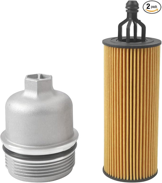 Aluminum Engine Oil Filter Housing Cap with Oil Filter Assembly Compatible With Jeep Chrysler Dodge Ram Vehicle 1500 Cherokee Wrangler Charger Durango 3.6L V6 Replace# 917-190 68191349AC 68191350AA
