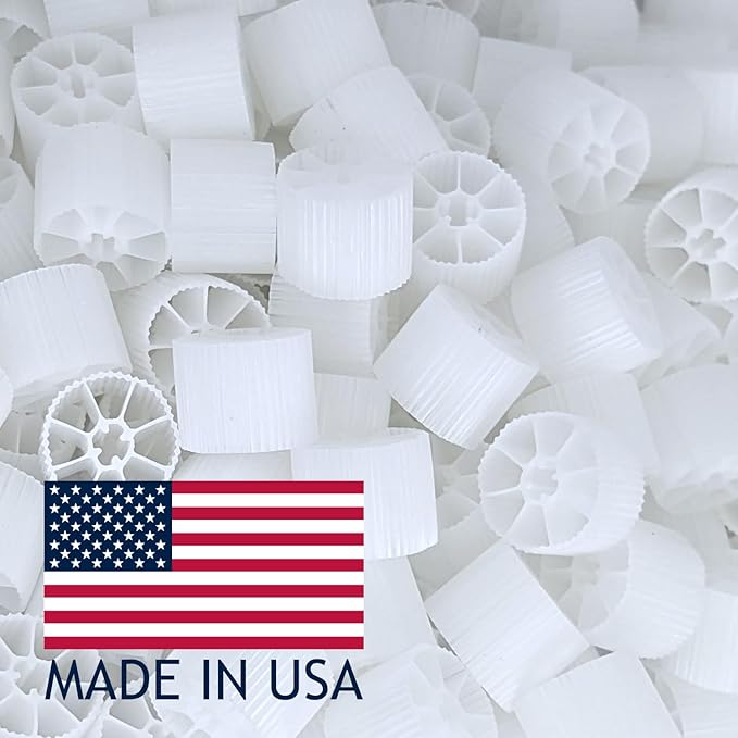 Moving Bed Bio Filter Media - 20mm, White, for Koi Ponds, Aquariums, Aquaculture, Aquaponics (100 pcs)