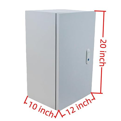 Electrical Enclosure Box 20" x 12" x 10" Carbon Steel Electrical Junction Boxes Wall Mount Waterproof Dustproof Metal Box with Safety Locks for Outdoor Indoor Use