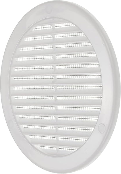 Vent Systems 6" Inch (Opening Dimensions) - Pack of 100 - White Soffit Vent Cover - Plastic Round Air Vent Grille - Built-in Mesh Screen - HVAC Register Louver for Bathroom, Home, Kitchen
