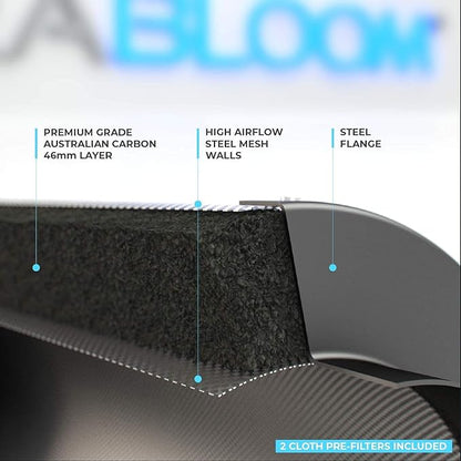 TerraBloom 10" Grow Ventilation Combo - 10" EC Fan and 10"x24" Premium Activated Air Carbon Filter For Large Grow Spaces