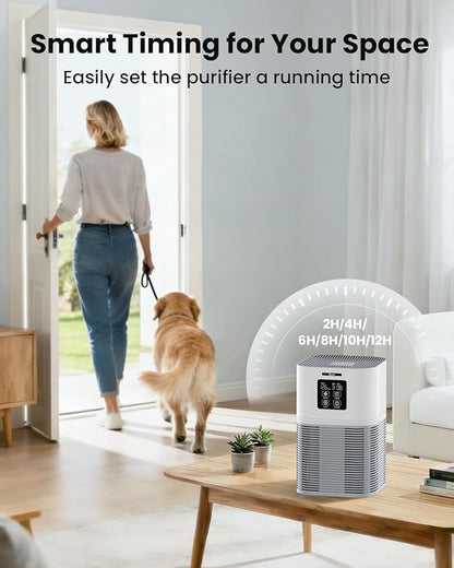 VEWIOR Air Purifiers for Home, Air Purifiers for Large Room up to 1200 sq.ft, H13 True HEPA Air Filter with Fragrance Sponge 6 Timers Quiet Air Cleaner for Pet Dander Wildfire
