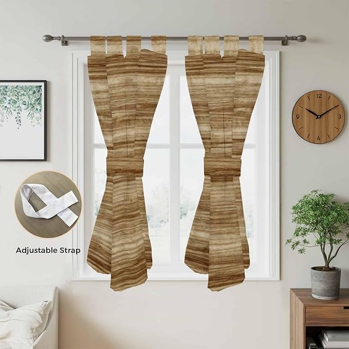 Vintage Western Living Room Curtains 84 Inch Length, Window Curtains Tab Top, Rustic Farmhouse Wooden Grain Barn Door Light Filtering Window Treatments Drapes 42"x84" 2 Panel