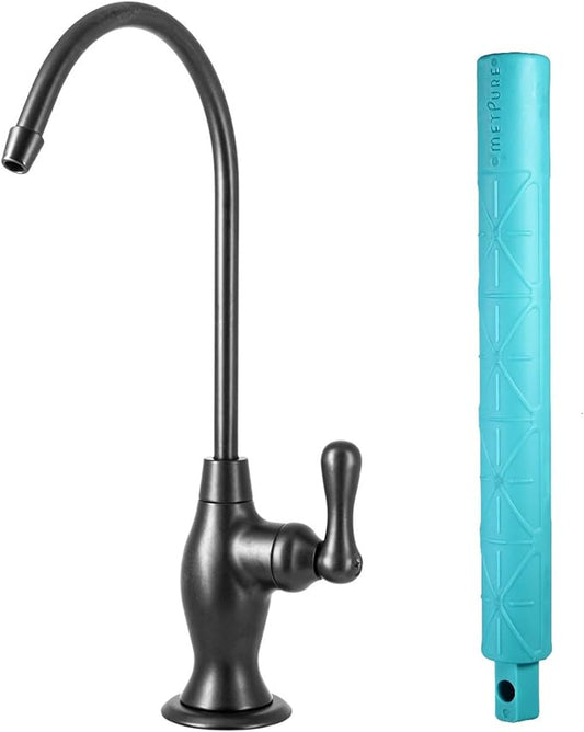 Metpure Non-airgap NSF Certified RO Faucet Reverse Osmosis Drinking Water Filtration System Water Dispenser Spout (Matte Black). Vase Style with Faucet Wrench.