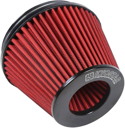 KYOSTAR Universal 6" (152mm) High-Flow Air Filter, Reusable Cone Cold Air Intake, High Performance, Washable, Clamp-On Car High Flow Air Kit, Flange Diameter: 6 Inch, Filter Height: 6.2 Inch, Red