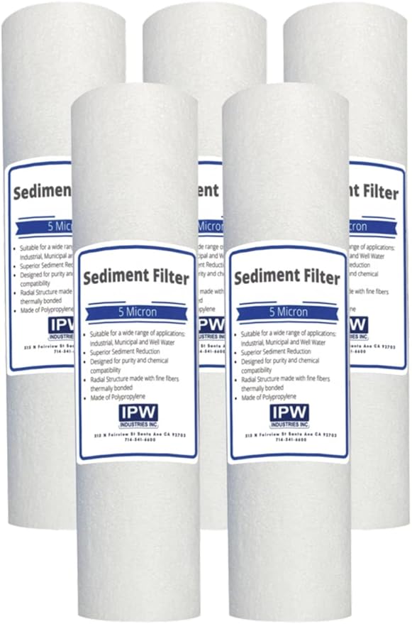Pack of 5 Compatible Replacment filter set for GE GXWH04F GXWH20F GXWH20S GXRM10 GX1S01R Compatible Filters, 5 Micron Water Filter Cartridges by IPW Industries Inc.