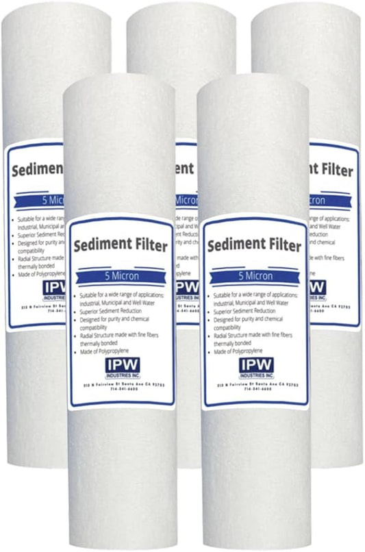 Pack of 5 Compatible Replacment filter set for GE GXWH04F GXWH20F GXWH20S GXRM10 GX1S01R Compatible Filters, 5 Micron Water Filter Cartridges by IPW Industries Inc.