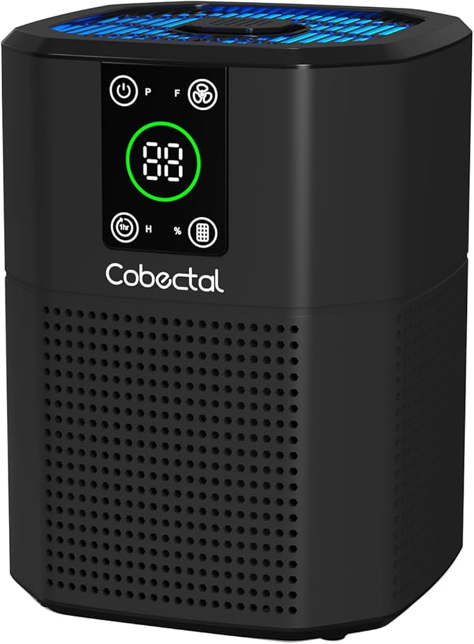 Air Purifier for Home Bedroom, Cobectal Room Air Cleaner with H13 True HEPA 3-in-1 Filter, Aroma Function & Sleep Mode, Desktop Small Air Purifier for Office, Dorm, Hotel, RVs (Black)