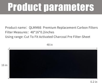 Carbon Fabric Filter - 16" x 48" x 0.2" Activated Charcoal HEPA AC Vent Filter - 1 Pack
