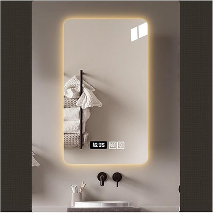 Bathroom Mirror with LED Lights,Makeup Vanity Touch Mirror with LED Lights，Backlit LED Illuminated Vertical Bathroom Mirror with Demister Heat Pad,Dimmable & 3 Colors(B,W75*H100cm/W29.5*W39.4IN)