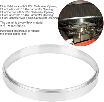 Air Filter Spacer,Aluminum Air Cleaner Spacer,Replacement Accessories for Carbs with 5 1/8in Opening for Carburetor Air Filter Engine Riser SBC BBC 302 350