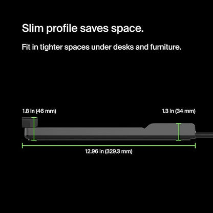 Belkin 12-Outlet Surge Protector Power Strip w/ 12 AC Outlets & 8ft Flat Plug, UL-listed Heavy-Duty Extension Cord for Home, Office, Travel, Computer, Laptop, Charger - 3,940 Joules of Protection