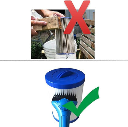 Wadoy Pool & Spa Filter Cartridge Cleaner Tool, Handheld Pool Filter Cleaning Tool Removes Debris and Dirt from Spa and Hot Tub Filters(with Adapter)