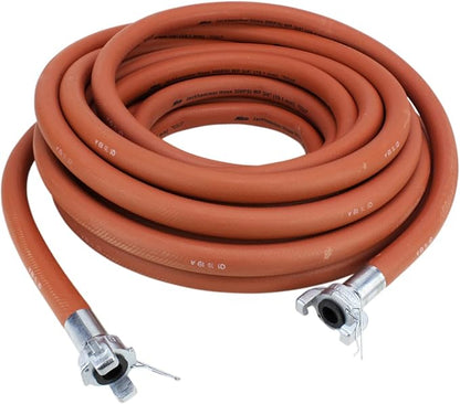 Milton Industries 1638 Industrial Jackhammer Rubber Air Hose 50’ Length x 3/4" Crimped Universal (Chicago) Coupling Connection Fitting, Red - Made in USA