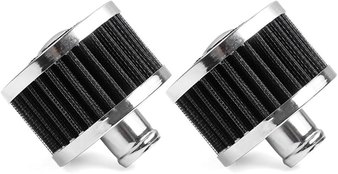 MUGE RACING 23mm Car Air Filter Universal Cold Air Intake Filter High Flow Vent Valve Cover Breather Filter (Black- 2 Pcs)