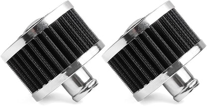 MUGE RACING 23mm Car Air Filter Universal Cold Air Intake Filter High Flow Vent Valve Cover Breather Filter (Black- 2 Pcs)