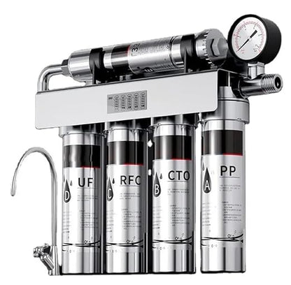 PaniFlow, Water Filter System, 5 Stages Ultrafiltration Water Purifier for Sink, Pur Water Filter, 90 L/H, Tankless Instant Water Purifier for House, Filter Replacement Indicator (Stainless Steel)