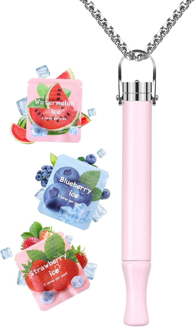 ASTOFLI Anti Smoking Breathing Necklace - Adjustable Quit Anxiety Necklaces for Women Stop Smoking Breathe Free with Filter Flavored Breathing Necklace with Resistance Smokeless Fidget Relief Whistle