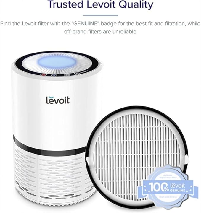 LEVOIT LV-H132 Replacement Filter, Genuine LV-H132-RF Air Purifier Filters, High-Efficiency Activated Carbon for Removal of Smoke, Odor, Allergens, Pollen, 4 Pack, Black